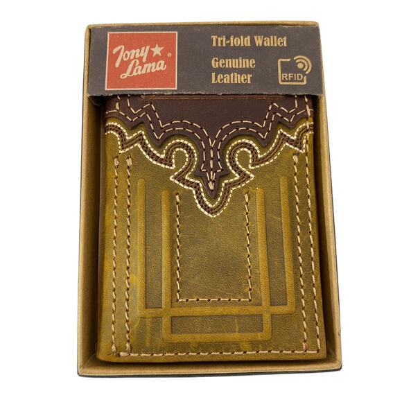 Tony Lana Other - Tony Lana Men's RFID Trifold Wallet Brown Leather Rodeo Western NIB